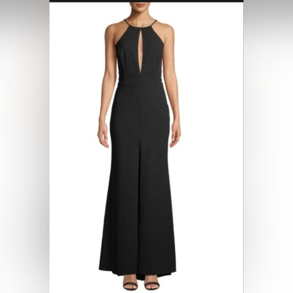 JAYGODFREY Black Backless Halter Dress